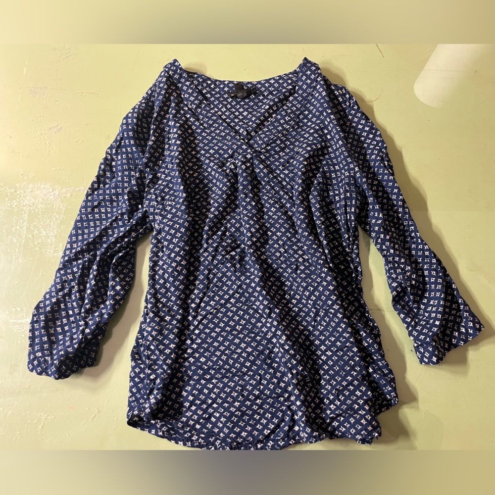 Willi Smith Blue Relaxed Buttoned Blouse